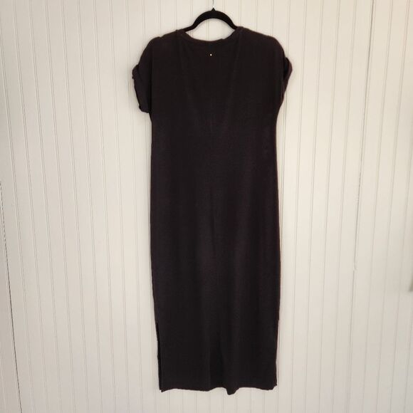 CUYANA Black Pima Cotton Modal Soft Jersey Knit Essential Midi Shirt Dress Small - Picture 6 of 9
